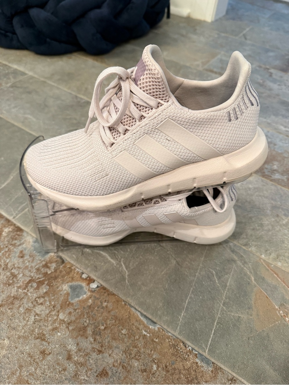 adidas Women's Light Gray Knit Running Sneakers